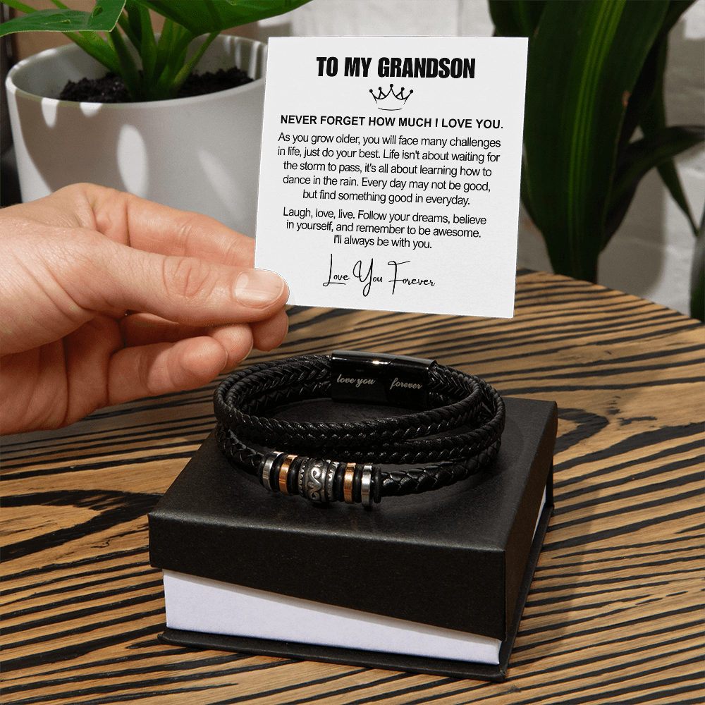 To My Grandson - Love You Forever Bracelet - Always With You Gift