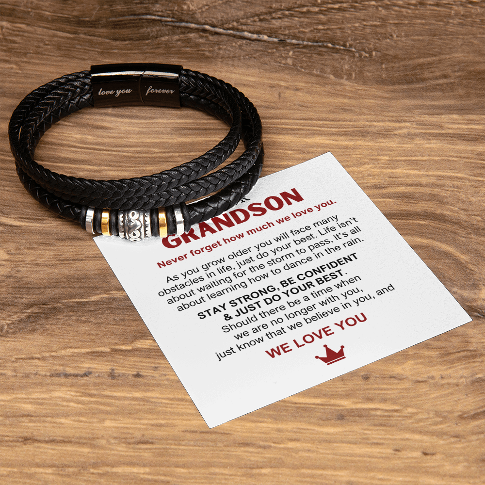To Our Grandson - Love You Forever Bracelet - We Believe In You Message Card Gift