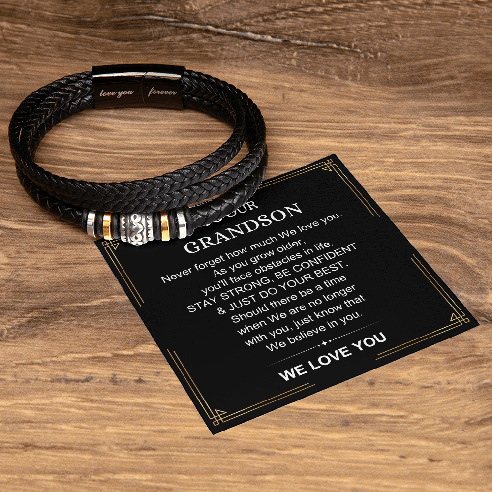 To Our Grandson - Love You Forever Bracelet - We Believe In You Message Card Gift