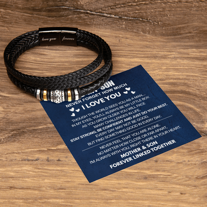 To My Son - Love You Forever Bracelet - Always There In Your Heart Message Card Gift