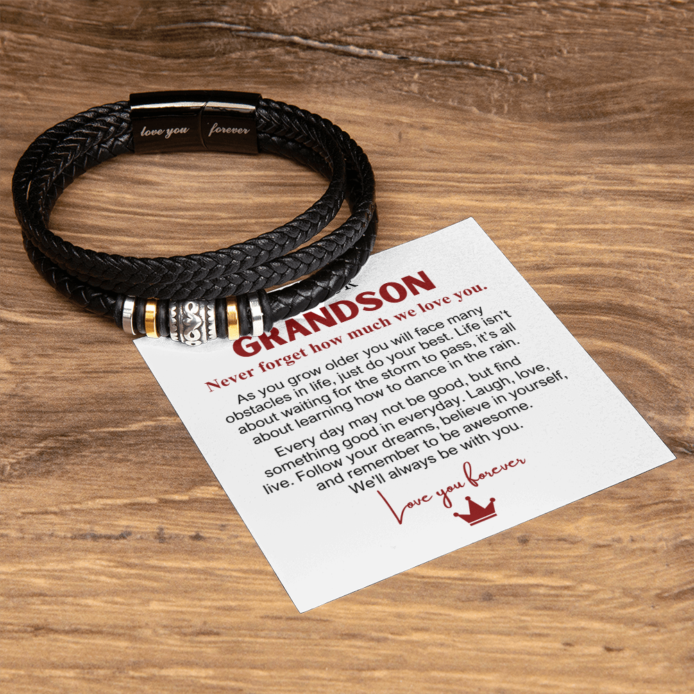 To Our Grandson - Love You Forever Bracelet - Always With You Message Card Gift