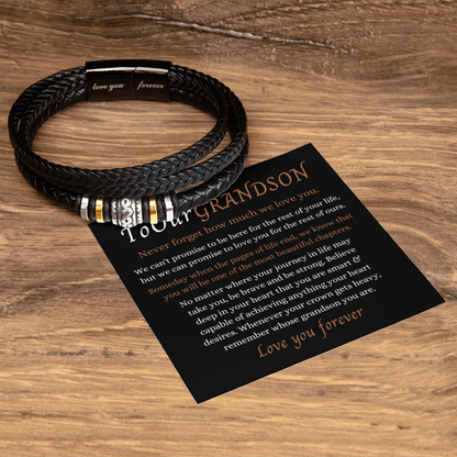 To Our Grandson - Love You Forever Bracelet - Remember Whose Grandson You Are Message Card Gift