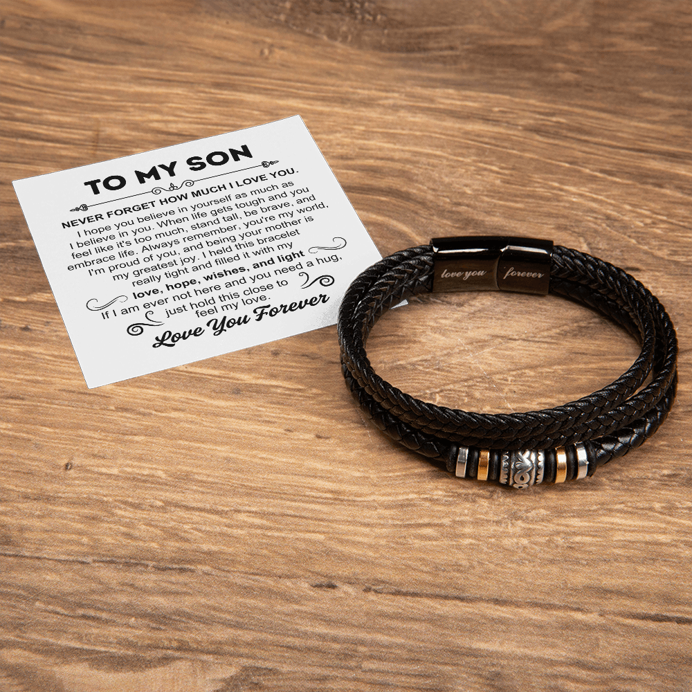 To My Son - Love You Forever Bracelet - You Are My World Gift