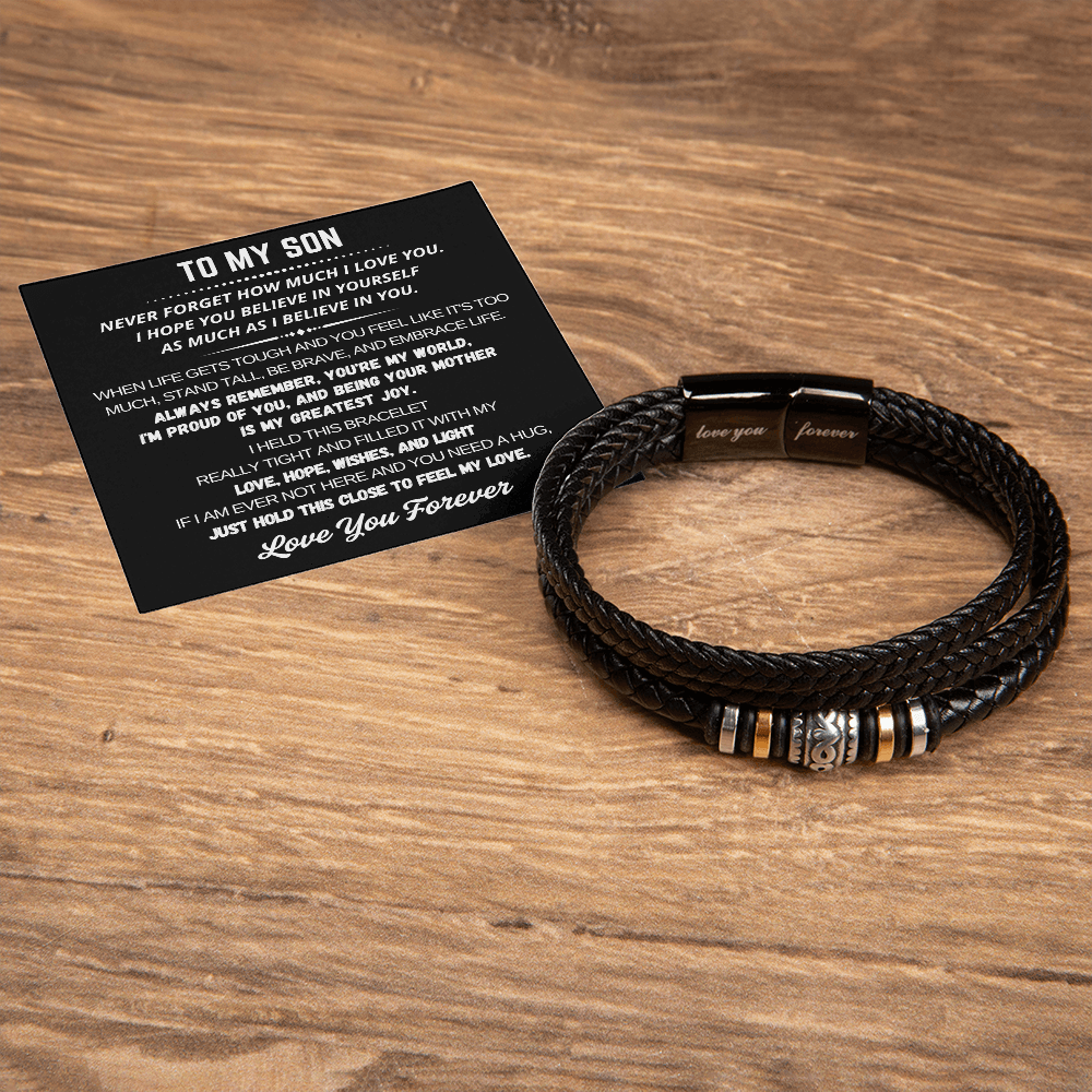 To My Grandson - Love You Forever Bracelet - You Are My World Gift