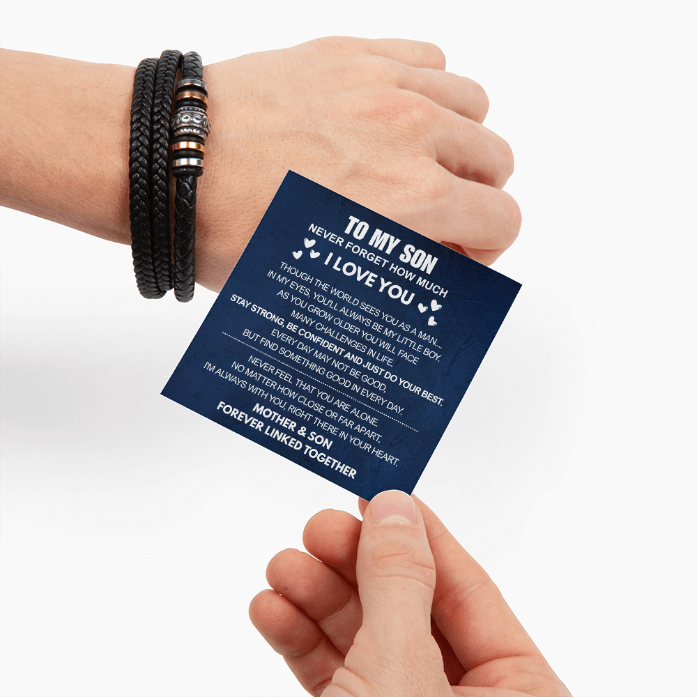 To My Son - Love You Forever Bracelet - Always There In Your Heart Message Card Gift