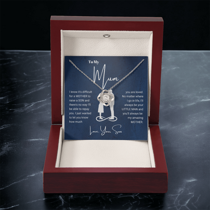 To My Mum - Love Knot Necklace - Always Your Little Man Message Card Gift