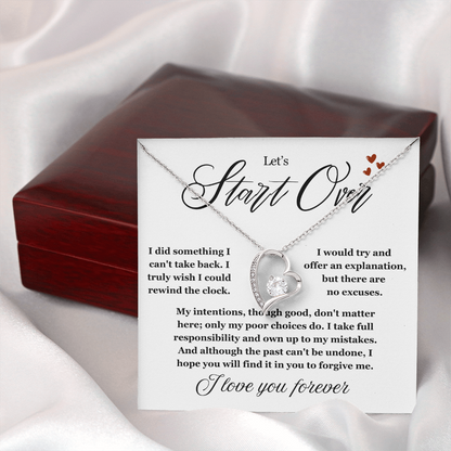 To My Love - Love Heart Necklace - Let's Start Over Message Card Gift