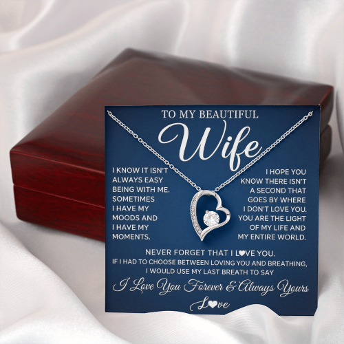 To My Wife - Love Heart Necklace - You Are My World Valentine's Day Gift