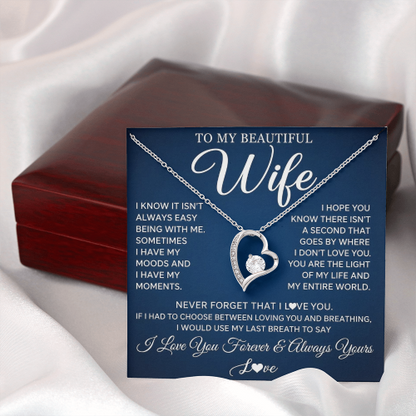 To My Wife - Love Heart Necklace - You Are My World Valentine's Day Gift