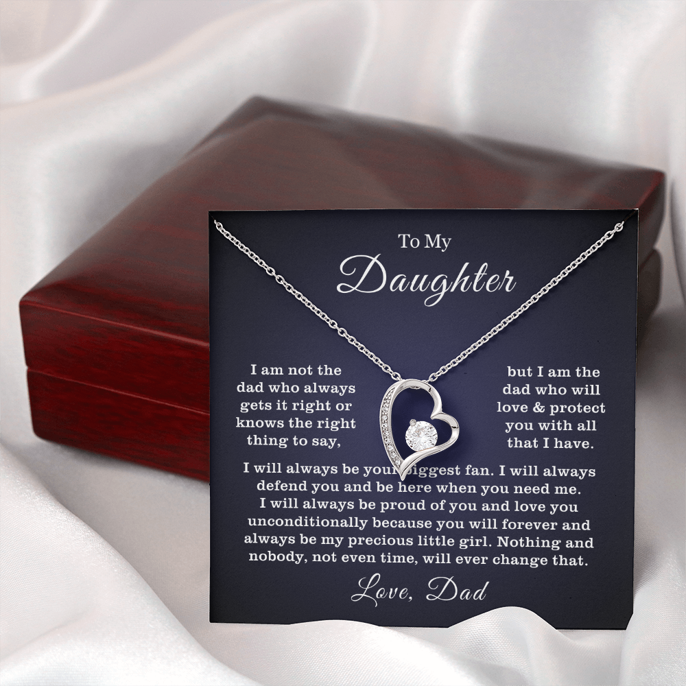 To My Daughter Necklace from Dad - Love Heart Necklace - Proud Father Message Card Gift
