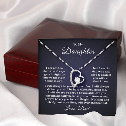 To My Daughter Necklace from Dad - Love Heart Necklace - Proud Father Message Card Gift