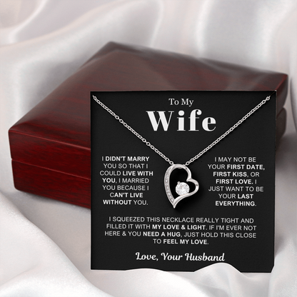To My Wife - Love Heart Necklace - Can't Live Without You Valentine's Day Gift
