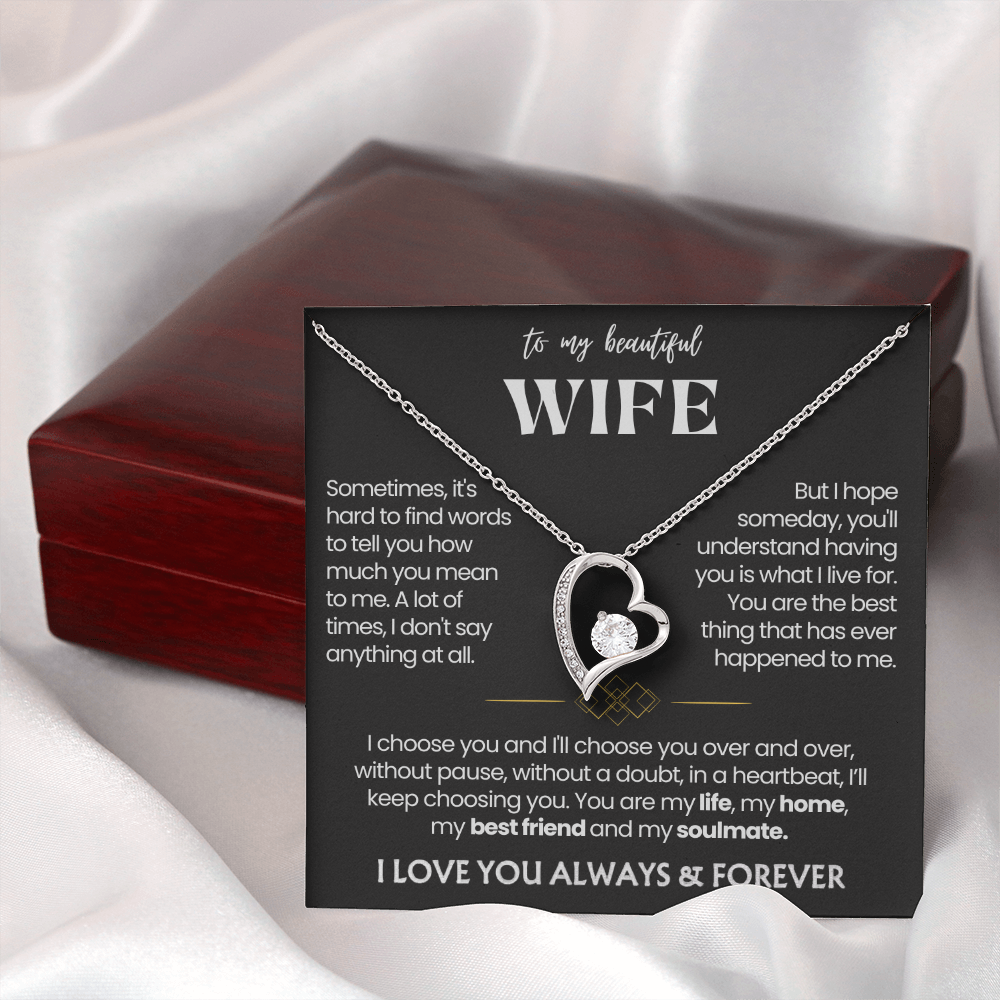To My Wife - Love Heart Necklace - I Choose You