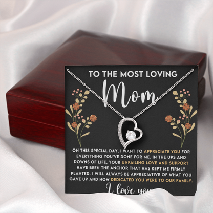 To My Mom - Love Heart Necklace - from Son Message Card Gift