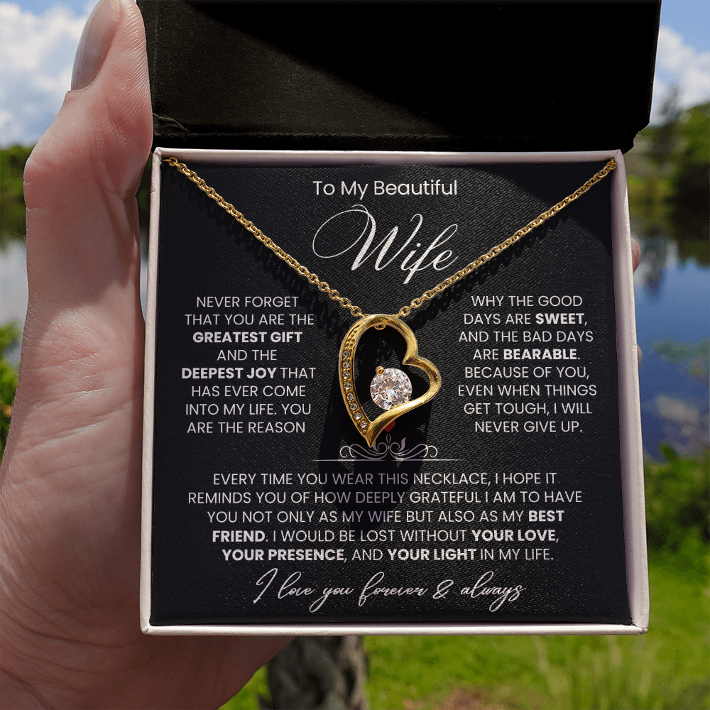 To My Wife - Love Heart Necklace - You Are the Greatest Gift