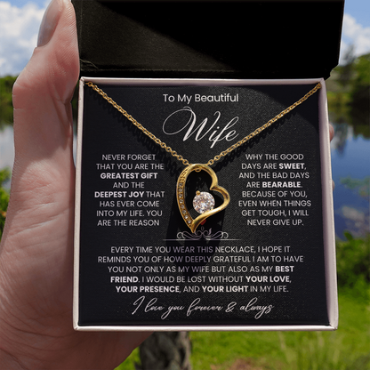 To My Wife - Love Heart Necklace - You Are the Greatest Gift