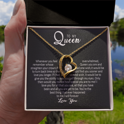 To My Queen - Love Heart Necklace - Love You Forever