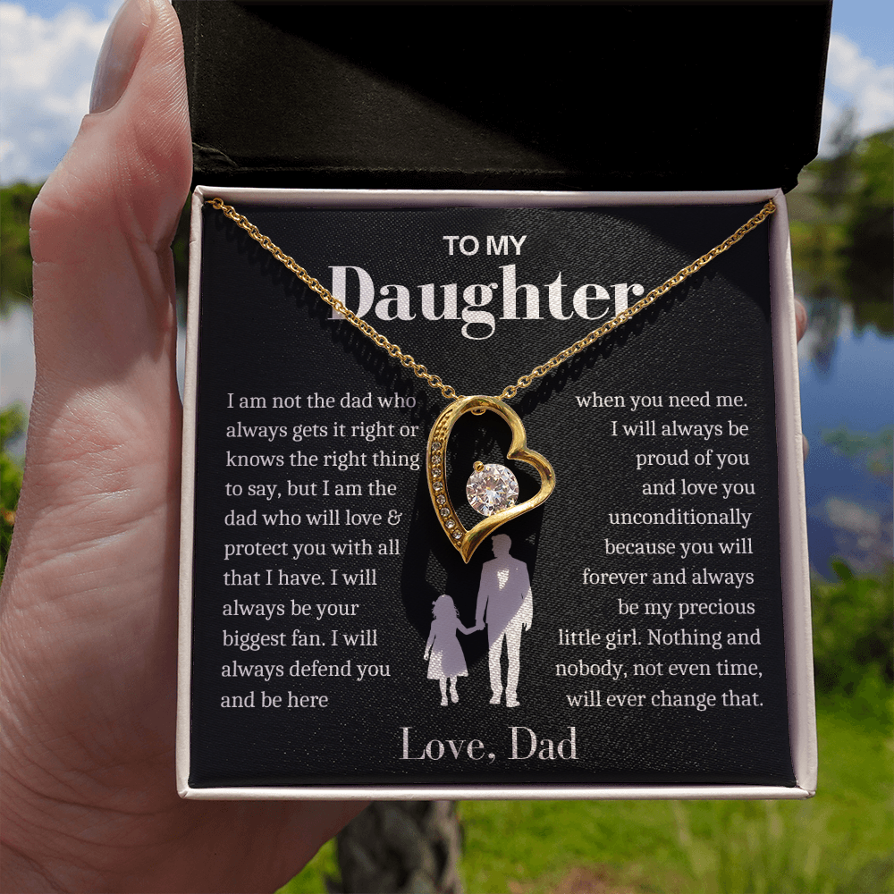 To My Daughter - Love Heart Necklace - You Will Always Be My Precious Little Girl