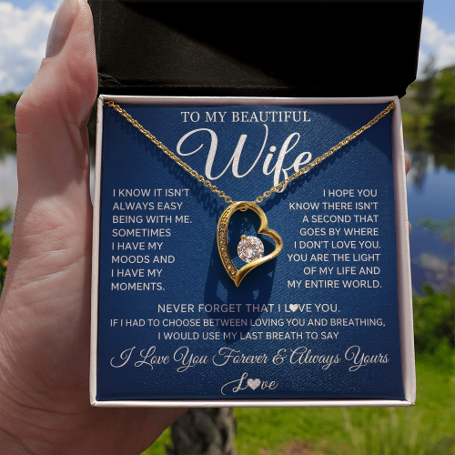 To My Wife - Love Heart Necklace - You Are My World Valentine's Day Gift