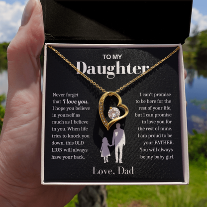 To My Daughter - Love Heart Necklace - Always Be My Baby Girl