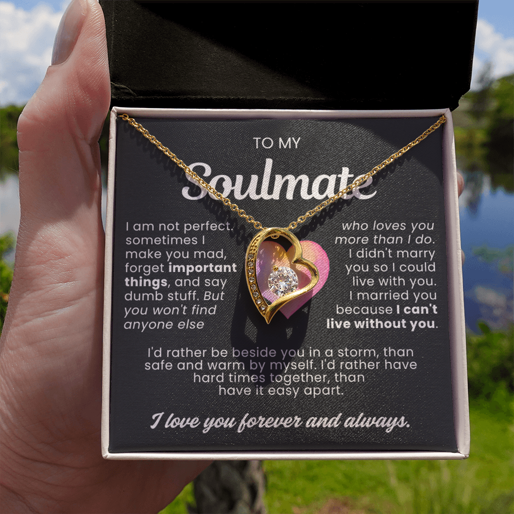 To My Wife - Love Heart Necklace - Can't Live Without You Valentine's Day Gift