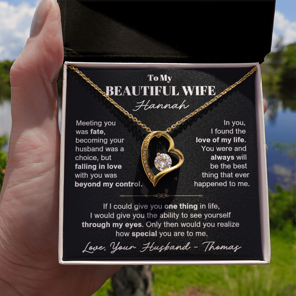 To My Wife - Love Heart Necklace - Personalizable Gift Set from Husband
