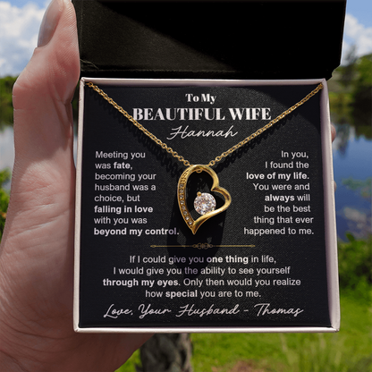 To My Wife - Love Heart Necklace - Personalizable Gift Set from Husband