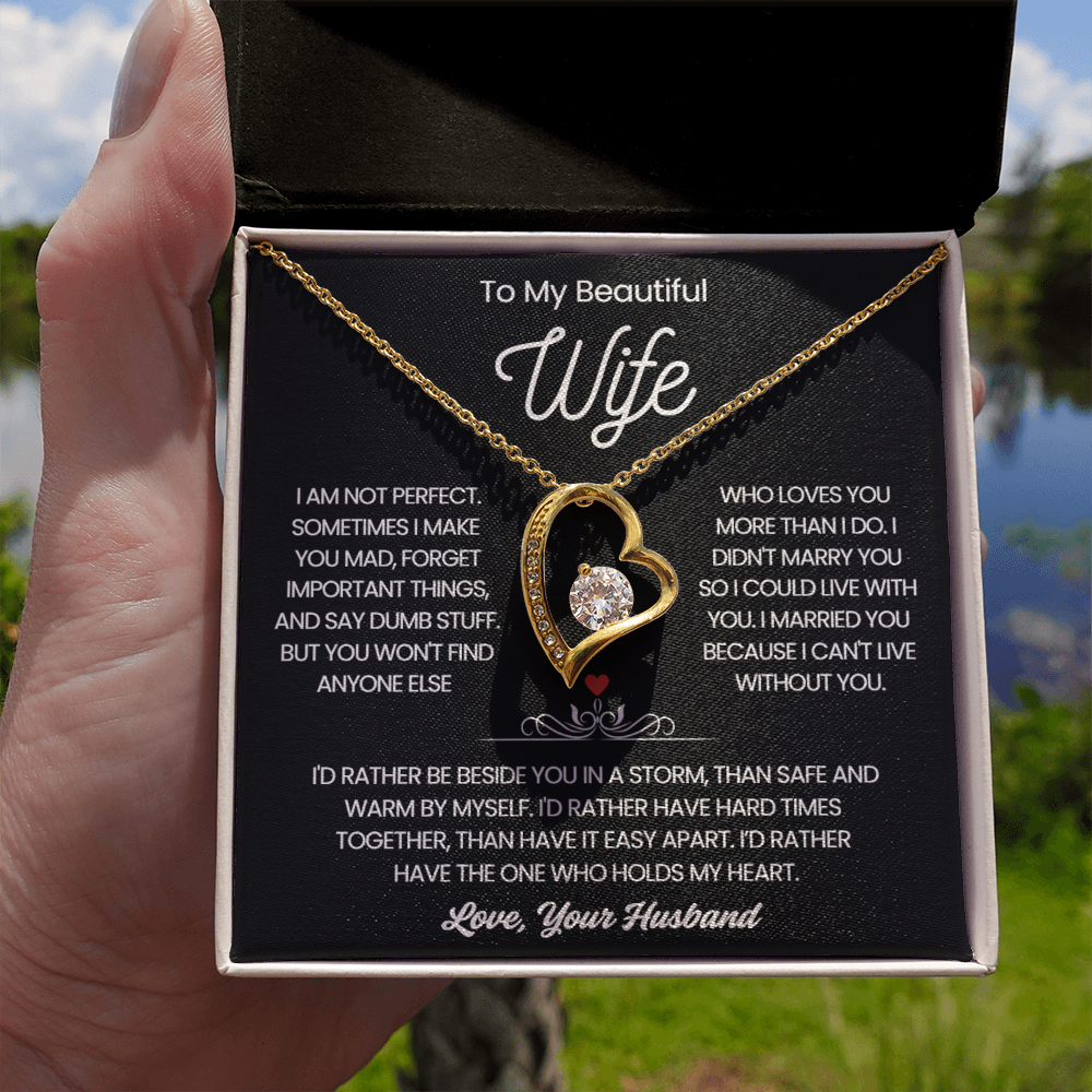 To My Wife Necklace - Love Heart Necklace - Rather Be Beside You