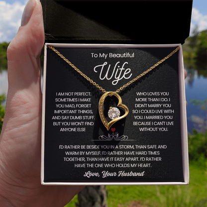 To My Wife Necklace - Love Heart Necklace - Rather Be Beside You