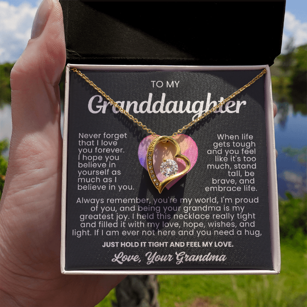 To My Granddaughter Necklace - Love Heart Necklace - You Are My World Gift