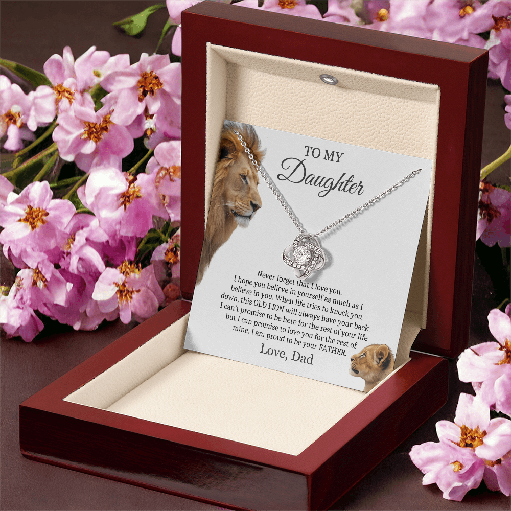 To My Daughter from Dad - Love Knot Necklace - Proud To Be Your Father Message Card Gift