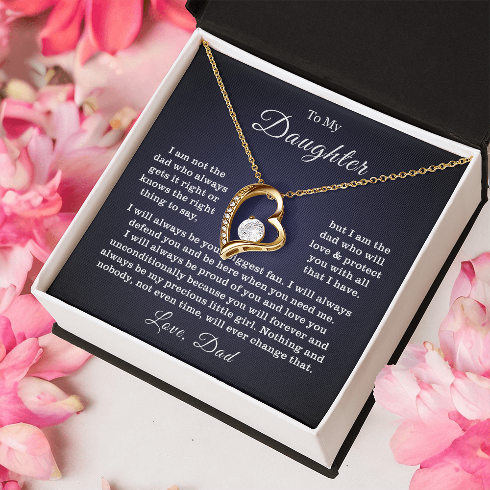 To My Daughter Necklace from Dad - Love Heart Necklace - Proud Father Message Card Gift