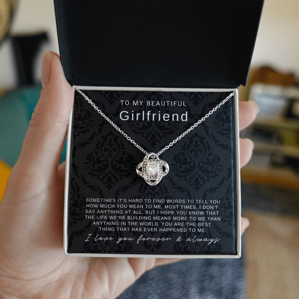 To My Girlfriend - Love Knot Necklace - You Are The Best Thing Message Card Gift