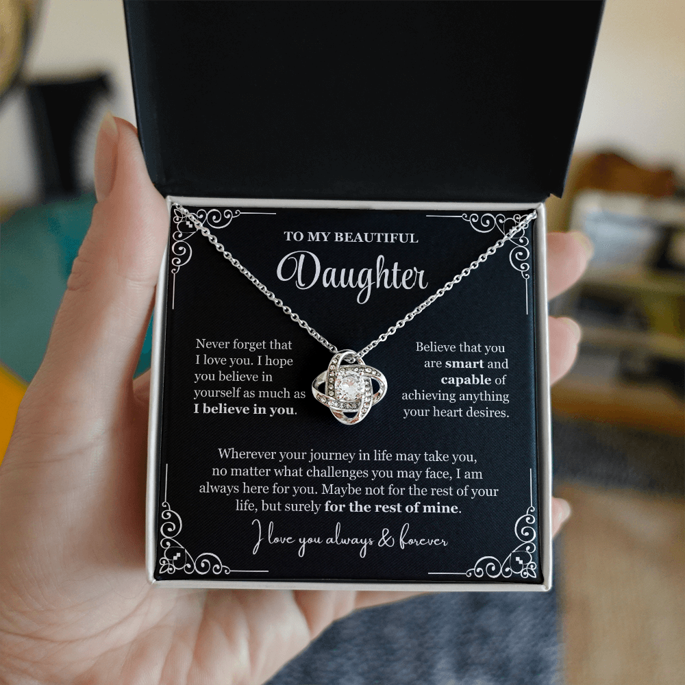 To My Daughter - Love Knot Necklace - Love You For The Rest Of Mine Gift Box