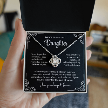 To My Daughter - Love Knot Necklace - Love You For The Rest Of Mine Gift Box