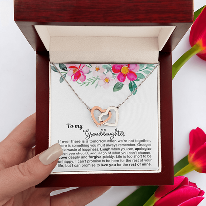 To My Granddaughter - Linked Hearts Necklace - Love You Forever Message Card Gift