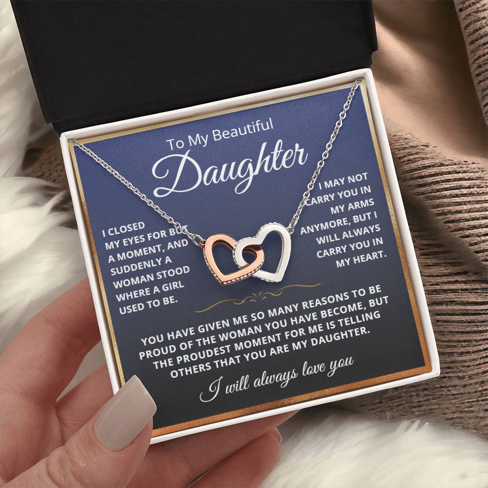 To My Daughter from Dad - Linked Hearts Necklace - Love You Forever