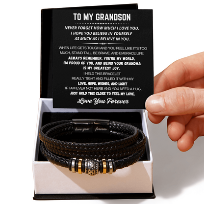 To My Grandson - Love You Forever Bracelet - You Are My World Gift