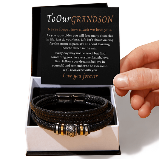 To Our Grandson - Love You Forever Bracelet - Always With You Message Card Gift