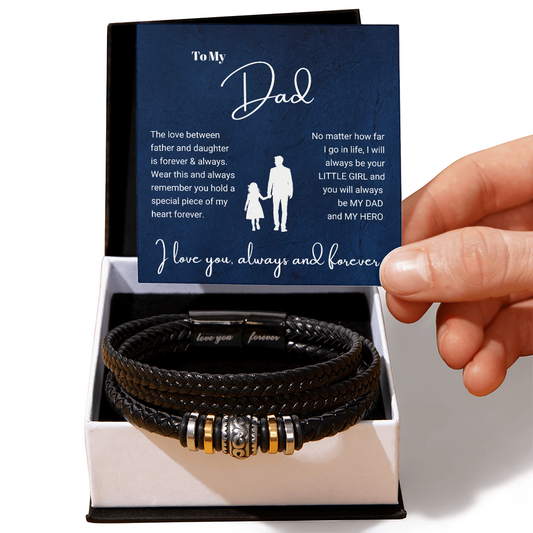 To My Dad - Love You Forever Bracelet - Always My Hero Message Card Gift