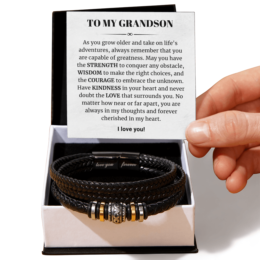 To My Grandson - Love You Forever Bracelet - Forever Cherished in My Heart