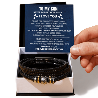 To My Son - Love You Forever Bracelet - Always There In Your Heart Message Card Gift