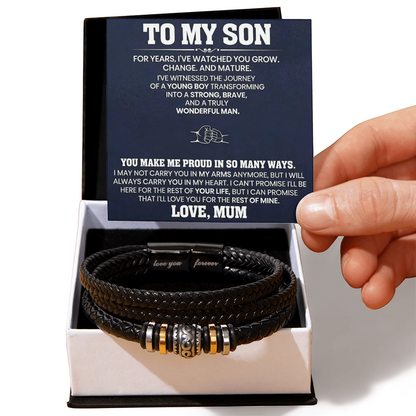 To My Son from Mum - Love You Forever Bracelet - You Make Me Proud Gift