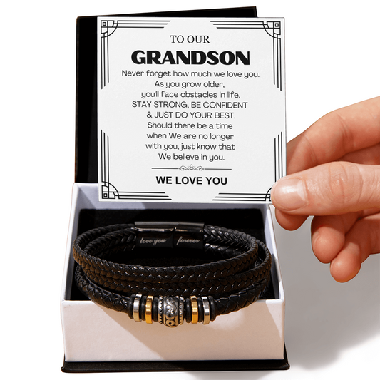 To Our Grandson - Love You Forever Bracelet - We Believe In You Message Card Gift