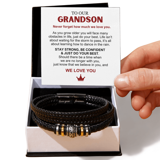To Our Grandson - Love You Forever Bracelet - We Believe In You Message Card Gift