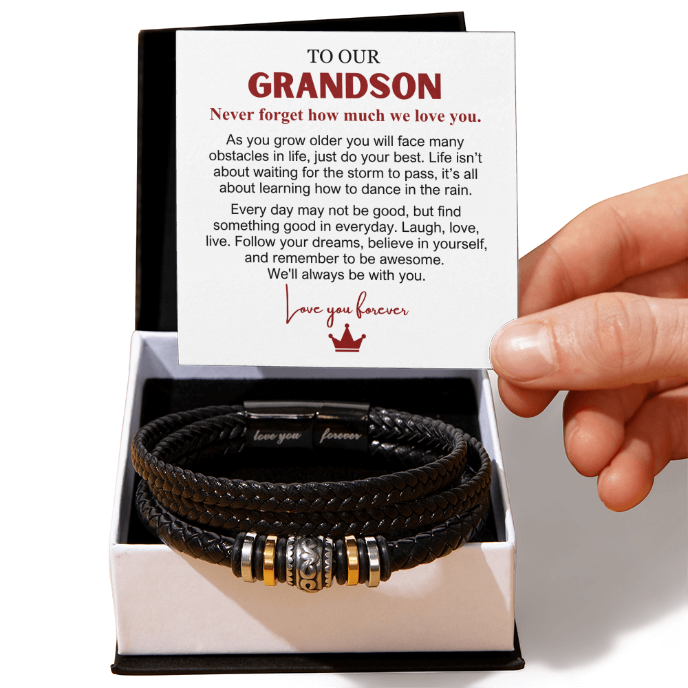 To Our Grandson - Love You Forever Bracelet - Always With You Message Card Gift