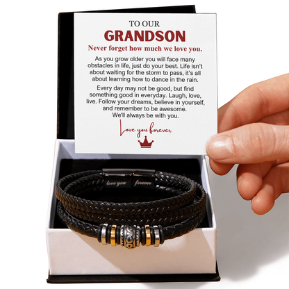 To Our Grandson - Love You Forever Bracelet - Always With You Message Card Gift