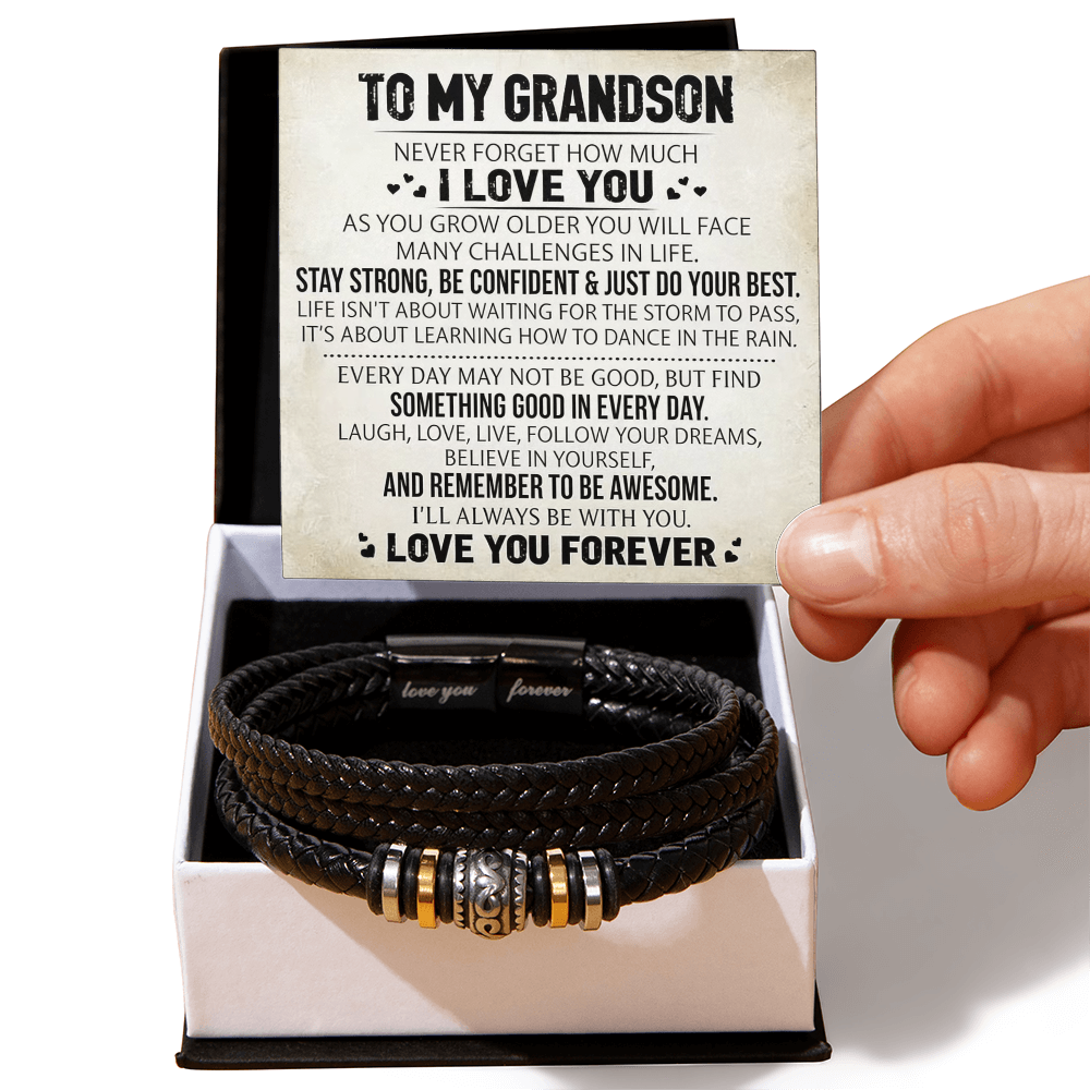To My Grandson - Love You Forever Bracelet - Always With You Message Card Gift