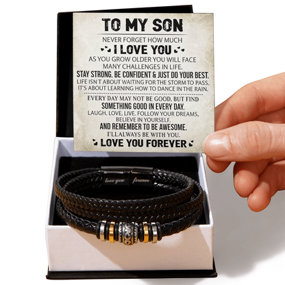 To My Son - Love You Forever Bracelet - Always With You Message Card Gift