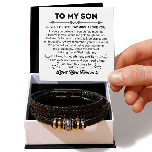To My Son - Love You Forever Bracelet - You Are My World Gift
